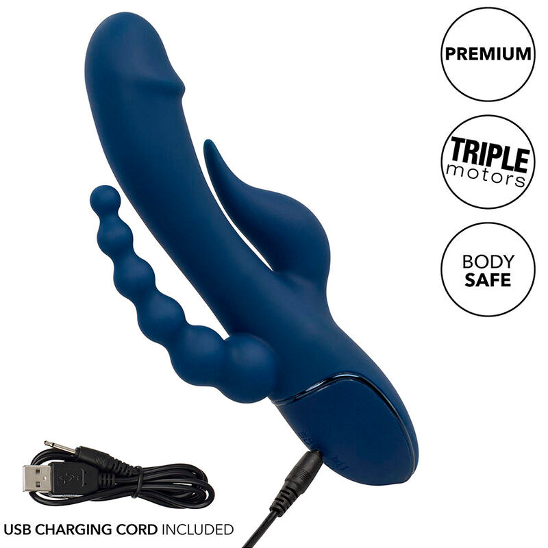 CALEXOTICS - VIBRATORE TRIPLO ORGASMO BLU - CALEXOTICS | Lingerie Harness Boutique