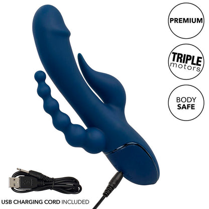 CALEXOTICS - VIBRATORE TRIPLO ORGASMO BLU - CALEXOTICS | Lingerie Harness Boutique