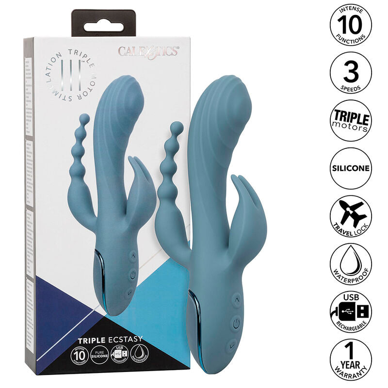 CALEXOTICS - VIBRATORE TRIPLE ECSTASY GRIGIO - CALEXOTICS | Lingerie Harness Boutique