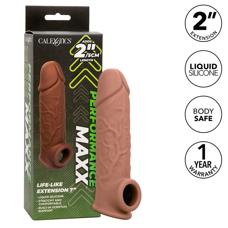 CALEXOTICS - PERFORMANCE MAXX LIFE-LIKE EXTENSION 7 PELLE MARRONE - CALEXOTICS | Lingerie Harness Boutique