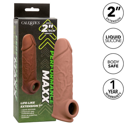 CALEXOTICS - PERFORMANCE MAXX LIFE-LIKE EXTENSION 7 PELLE MARRONE - CALEXOTICS | Lingerie Harness Boutique