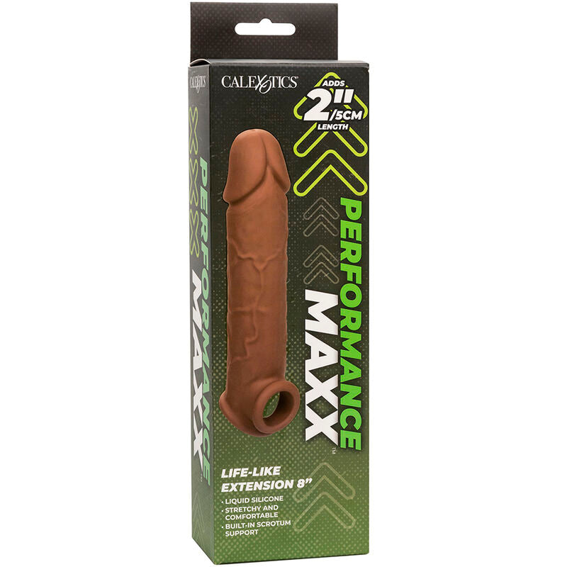 CALEXOTICS - PERFORMANCE MAXX LIFE-LIKE EXTENSION 8 PELLE MARRONE - CALEXOTICS | Lingerie Harness Boutique