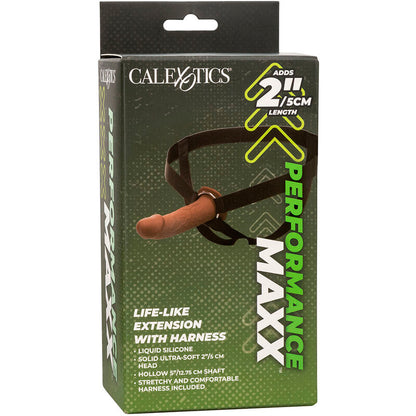 CALEXOTICS - ESTENSIONE REALE PERFORMANCE MAXX CON IMBRACATURA IN PELLE MARRONE - CALEXOTICS | Lingerie Harness Boutique