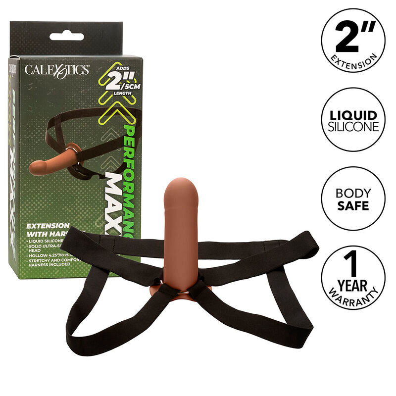 CALEXOTICS - ESTENSIONE MAXX PERFORMANCE CON PELLE MARRONE - CALEXOTICS | Lingerie Harness Boutique