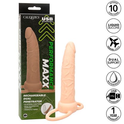 CALEXOTICS - PERFORMANCE MAXX RICARICABILE DOPPIO PENETRATORE PELLE LEGGERA - CALEXOTICS | Lingerie Harness Boutique