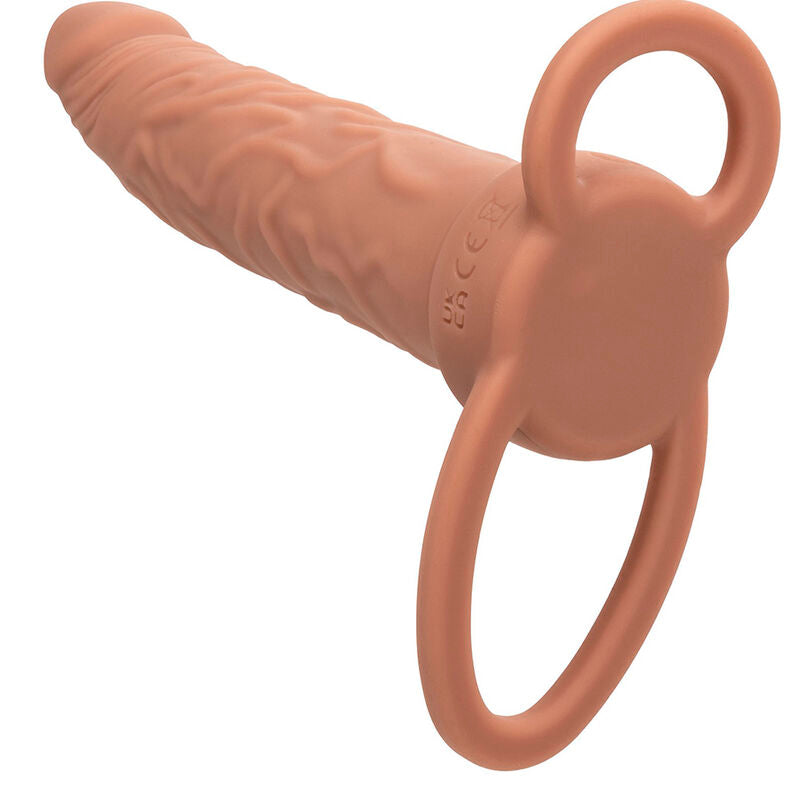 CALEXOTICS - PERFORMANCE MAXX RICARICABILE DOPPIO PENETRATORE MARRONE PELLE - CALEXOTICS | Lingerie Harness Boutique