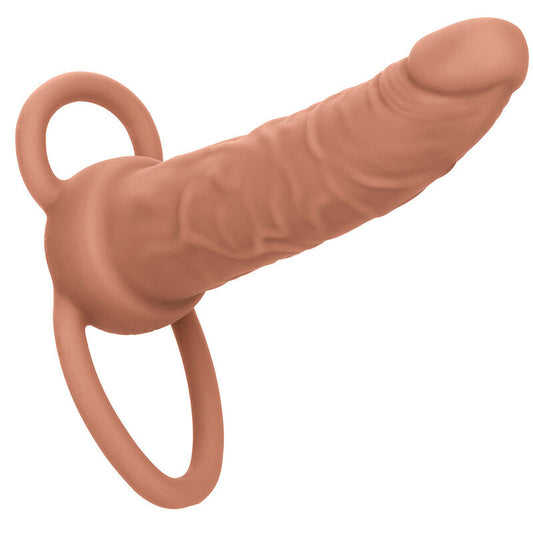 CALEXOTICS - PERFORMANCE MAXX RICARICABILE DOPPIO PENETRATORE MARRONE PELLE - CALEXOTICS | Lingerie Harness Boutique