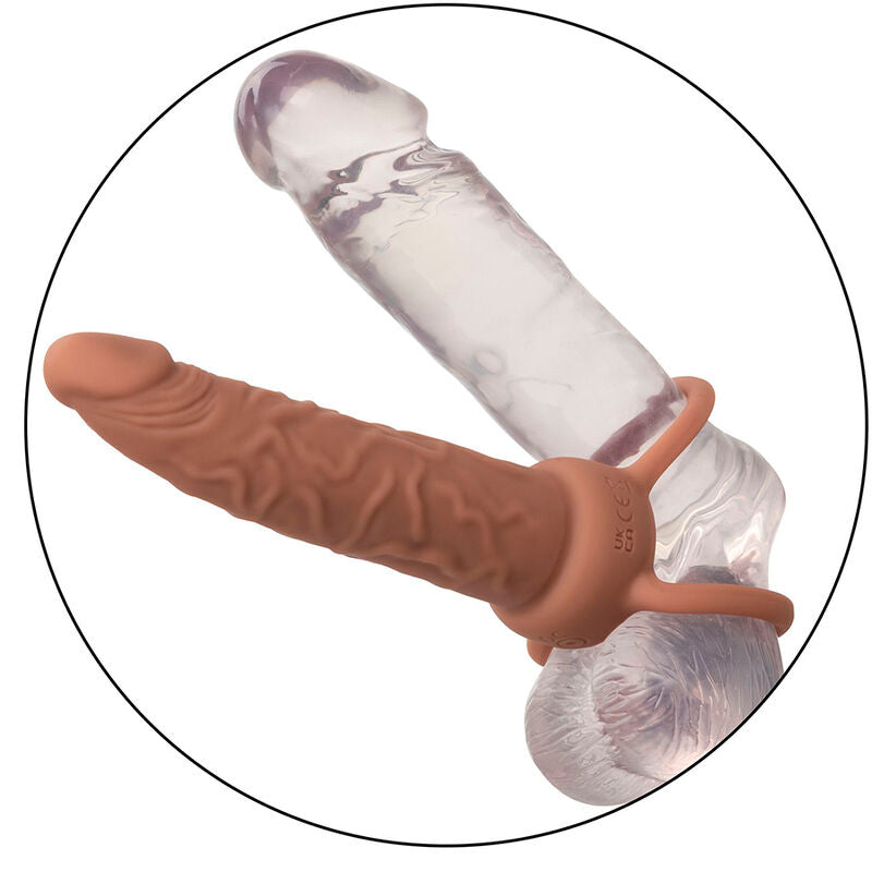 CALEXOTICS - PERFORMANCE MAXX RICARICABILE DOPPIO PENETRATORE MARRONE PELLE - CALEXOTICS | Lingerie Harness Boutique