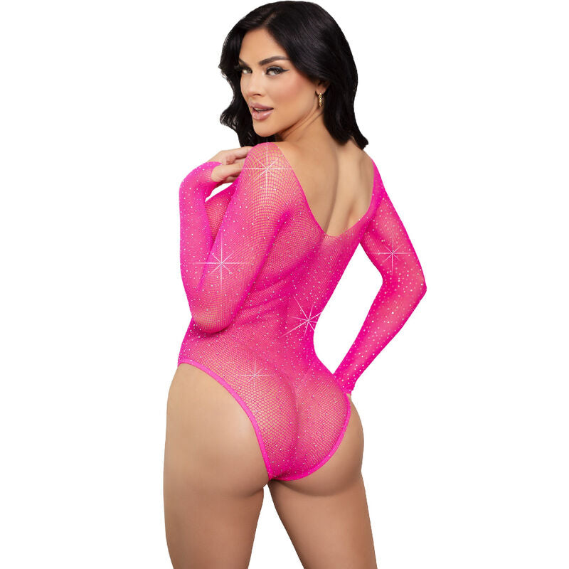 LEG AVENUE - BODY MANICA LUNGA CRISTALLIZZATO FUCSIA - LEG AVENUE TEDDIES | Lingerie Harness Boutique