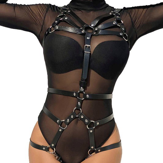 SUBBLIME - PETTORINA CINGHIE REGOLABILI IN PELLE NERO TAGLIA UNICA - SUBBLIME FETISH | Lingerie Harness Boutique