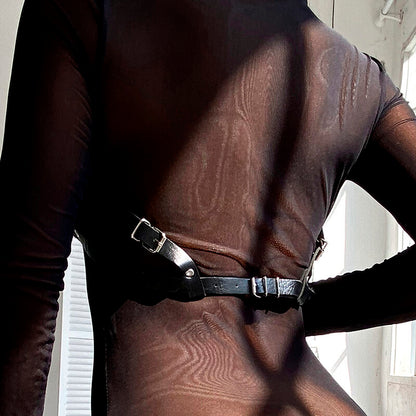 SUBBLIME - PETTORINA IN PELLE NERA TAGLIA UNICA - SUBBLIME FETISH | Lingerie Harness Boutique