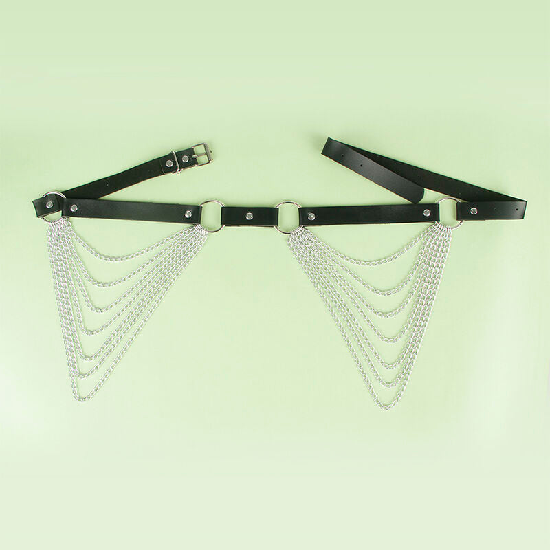 SUBBLIME - CINTURA CON CATENA IN PELLE NERA TAGLIA UNICA - SUBBLIME FETISH | Lingerie Harness Boutique