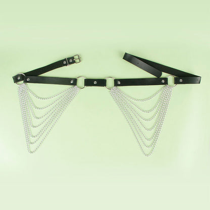 SUBBLIME - CINTURA CON CATENA IN PELLE NERA TAGLIA UNICA - SUBBLIME FETISH | Lingerie Harness Boutique