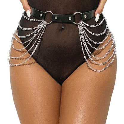 SUBBLIME - CINTURA CON CATENA IN PELLE NERA TAGLIA UNICA - SUBBLIME FETISH | Lingerie Harness Boutique