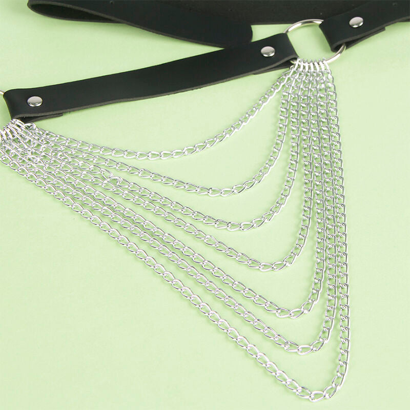 SUBBLIME - CINTURA CON CATENA IN PELLE NERA TAGLIA UNICA - SUBBLIME FETISH | Lingerie Harness Boutique