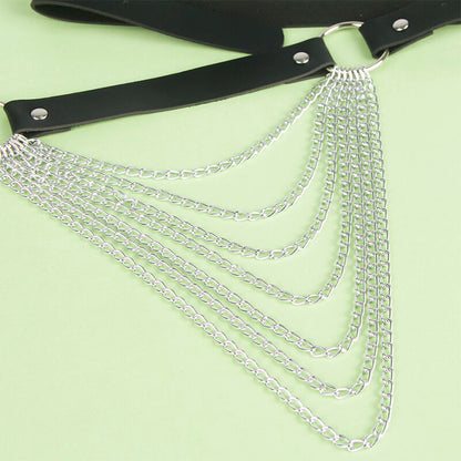 SUBBLIME - CINTURA CON CATENA IN PELLE NERA TAGLIA UNICA - SUBBLIME FETISH | Lingerie Harness Boutique