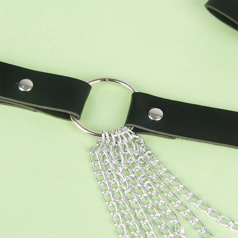 SUBBLIME - CINTURA CON CATENA IN PELLE NERA TAGLIA UNICA - SUBBLIME FETISH | Lingerie Harness Boutique
