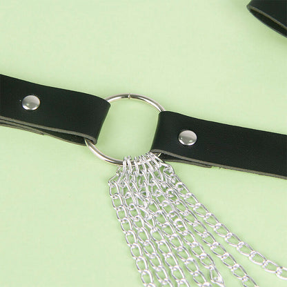 SUBBLIME - CINTURA CON CATENA IN PELLE NERA TAGLIA UNICA - SUBBLIME FETISH | Lingerie Harness Boutique