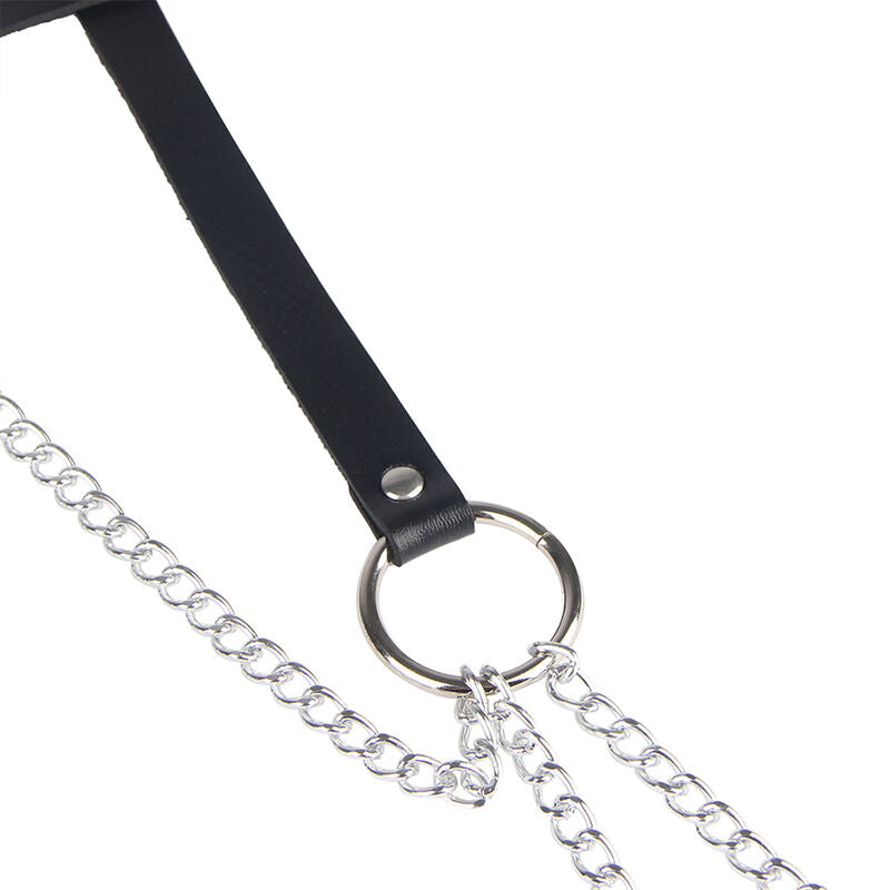 SUBBLIME - ANELLO IN PELLE CATENA ??CINTURA NERA TAGLIA UNICA - SUBBLIME FETISH | Lingerie Harness Boutique