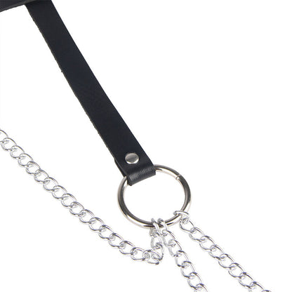 SUBBLIME - ANELLO IN PELLE CATENA ??CINTURA NERA TAGLIA UNICA - SUBBLIME FETISH | Lingerie Harness Boutique