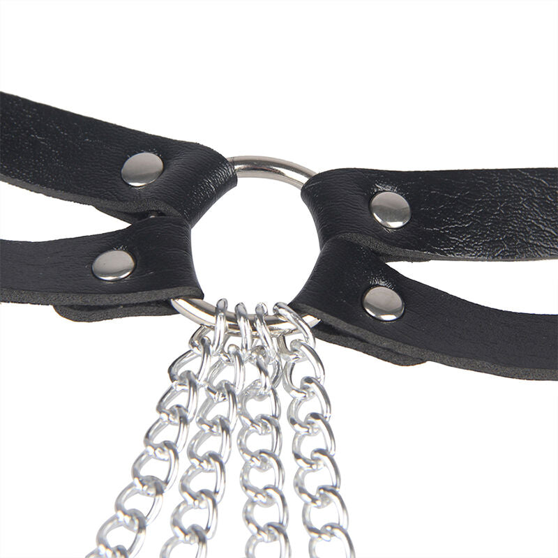SUBBLIME - ANELLO IN PELLE CATENA ??CINTURA NERA TAGLIA UNICA - SUBBLIME FETISH | Lingerie Harness Boutique