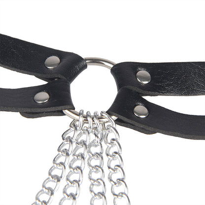 SUBBLIME - ANELLO IN PELLE CATENA ??CINTURA NERA TAGLIA UNICA - SUBBLIME FETISH | Lingerie Harness Boutique