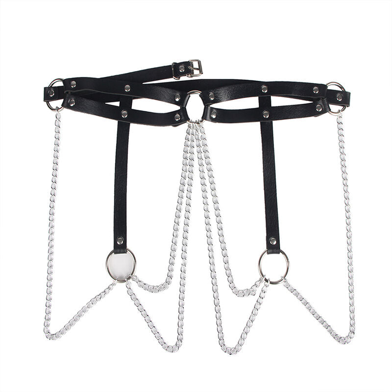 SUBBLIME - ANELLO IN PELLE CATENA ??CINTURA NERA TAGLIA UNICA - SUBBLIME FETISH | Lingerie Harness Boutique