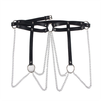 SUBBLIME - ANELLO IN PELLE CATENA ??CINTURA NERA TAGLIA UNICA - SUBBLIME FETISH | Lingerie Harness Boutique