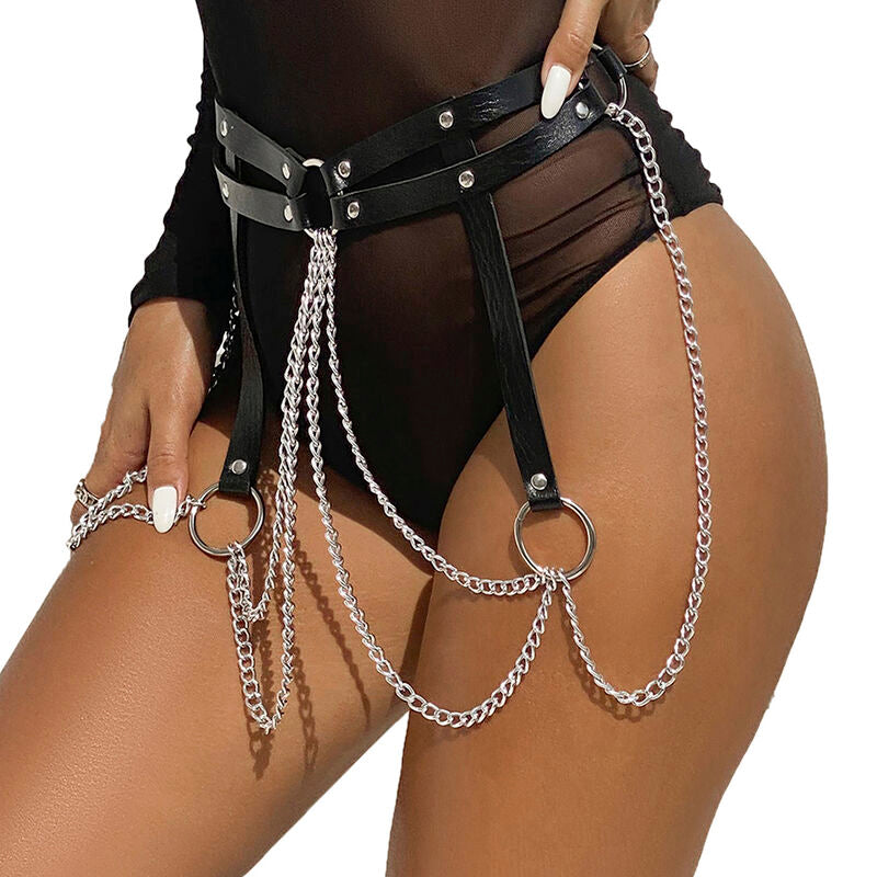 SUBBLIME - ANELLO IN PELLE CATENA ??CINTURA NERA TAGLIA UNICA - SUBBLIME FETISH | Lingerie Harness Boutique