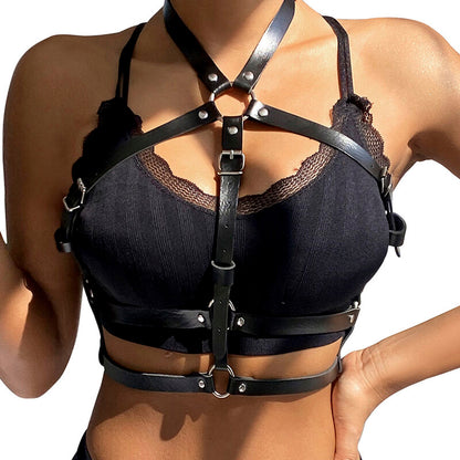 SUBBLIME - PETTORINA CON ANELLO IN PELLE NERA TAGLIA UNICA - SUBBLIME FETISH | Lingerie Harness Boutique