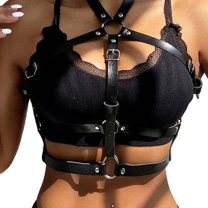 SUBBLIME - PETTORINA CON ANELLO IN PELLE NERA TAGLIA UNICA - SUBBLIME FETISH | Lingerie Harness Boutique