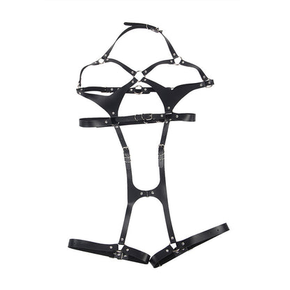 SUBBLIME - IMBRACATURA COMPLETA CON FIBBIE IN PELLE NERA TAGLIA UNICA - SUBBLIME FETISH | Lingerie Harness Boutique