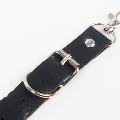 SUBBLIME - PETTORINA CINTURA E REGGETTIERE CON ANELLI E CATENA DETTAGLIO TAGLIA UNICA - SUBBLIME FETISH | Lingerie Harness Boutique