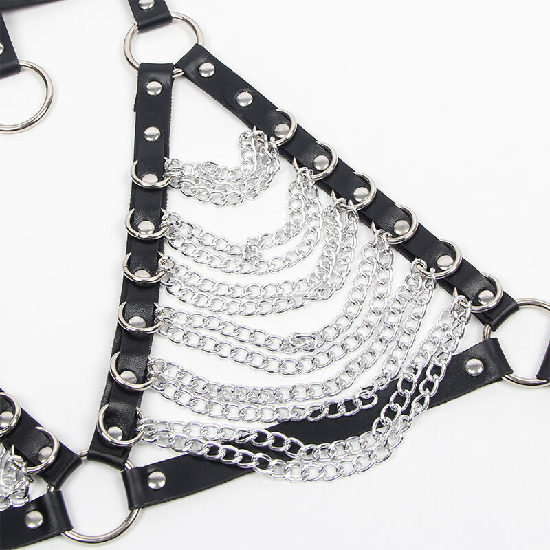 SUBBLIME - IMBRAGATURA REGGISENO E COLLANA CON CATENE TAGLIA UNICA - SUBBLIME FETISH | Lingerie Harness Boutique