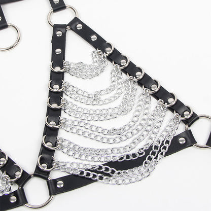 SUBBLIME - IMBRAGATURA REGGISENO E COLLANA CON CATENE TAGLIA UNICA - SUBBLIME FETISH | Lingerie Harness Boutique