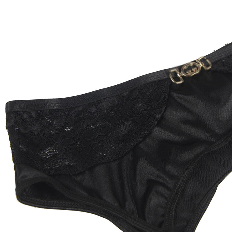 SUBBLIME - SET 3 PEZZI REGGISENO + PERIZOMA + GIARRETTIERA IN PIZZO NERO L/XL - SUBBLIME SETS | Lingerie Harness Boutique
