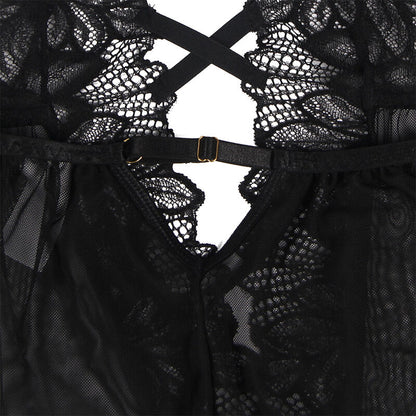 SUBBLIME - TEDDY HALTER COLLO SCHIENA NUDA PIZZO NERO L/XL - SUBBLIME BODIES | Lingerie Harness Boutique