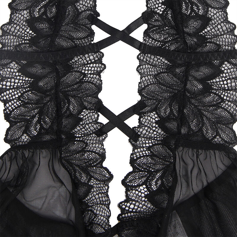SUBBLIME - TEDDY HALTER COLLO SCHIENA NUDA PIZZO NERO L/XL - SUBBLIME BODIES | Lingerie Harness Boutique