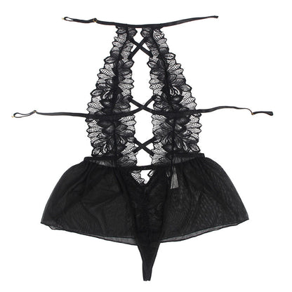 SUBBLIME - TEDDY HALTER COLLO SCHIENA NUDA PIZZO NERO L/XL - SUBBLIME BODIES | Lingerie Harness Boutique
