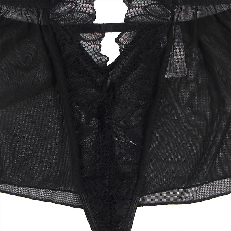 SUBBLIME - TEDDY HALTER COLLO SCHIENA NUDA PIZZO NERO L/XL - SUBBLIME BODIES | Lingerie Harness Boutique