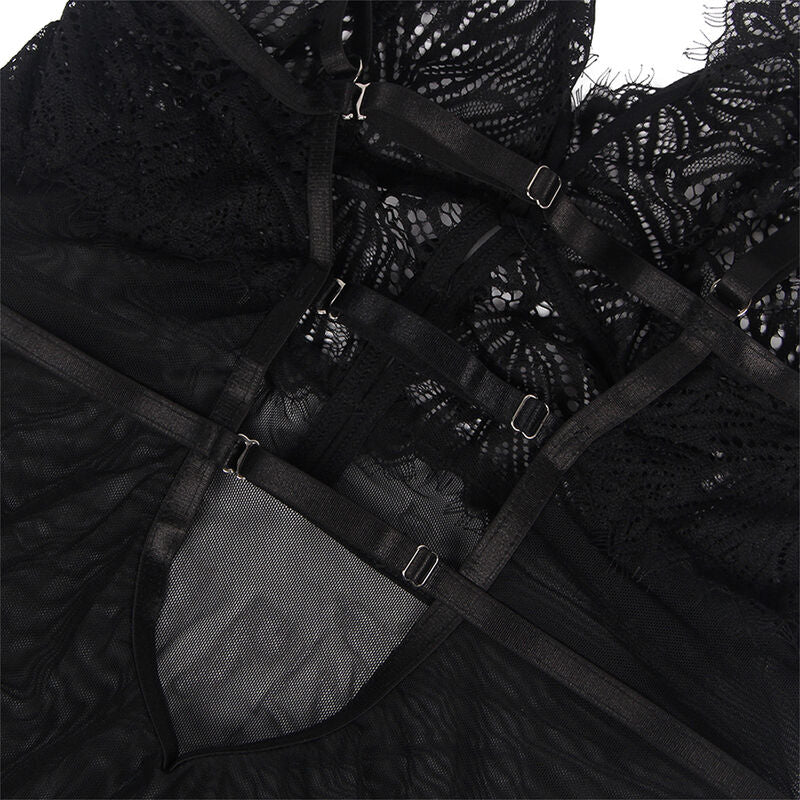 SUBBLIME - BABYDOLL CON SPALLINE REGOLABILI IN PIZZO NERO L/XL - SUBBLIME BABYDOLLS | Lingerie Harness Boutique