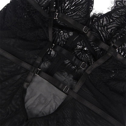 SUBBLIME - BABYDOLL CON SPALLINE REGOLABILI IN PIZZO NERO L/XL - SUBBLIME BABYDOLLS | Lingerie Harness Boutique