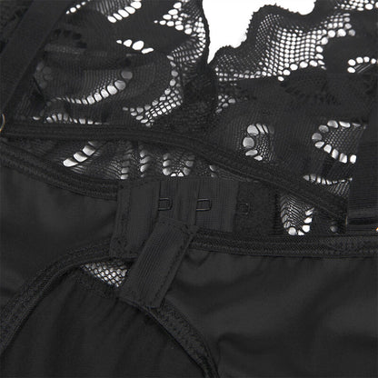 SUBBLIME - BABYDOLL CON PETTO STAMPA FLOREALE NERO L/XL - SUBBLIME BABYDOLLS | Lingerie Harness Boutique