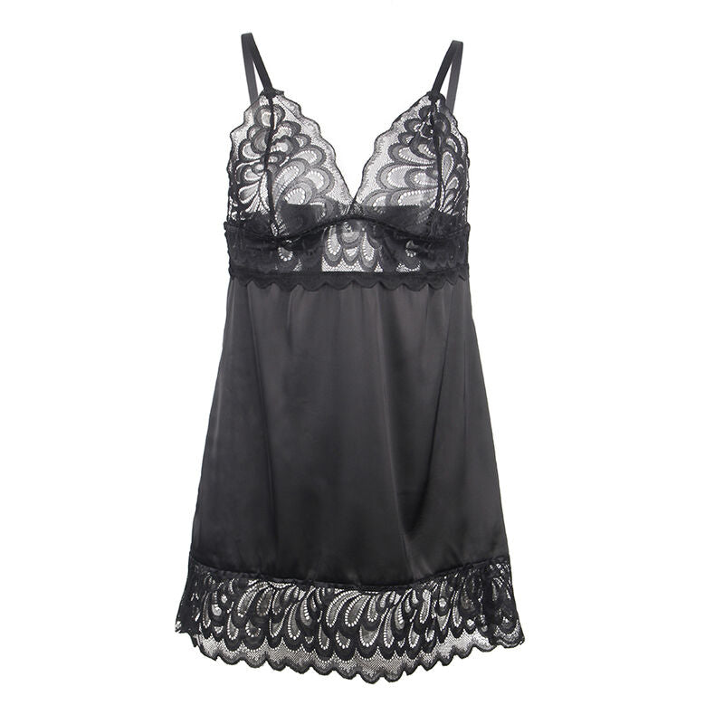 SUBBLIME - BABYDOLL CON PETTO STAMPA FLOREALE NERO L/XL - SUBBLIME BABYDOLLS | Lingerie Harness Boutique