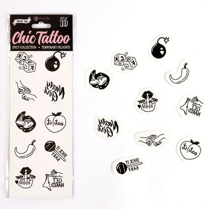 SECRET PLAY - SET OF 10 TEMPORARY TATTOOS FROM THE SPICY COLLECTION