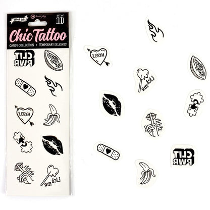 SECRET PLAY - SET DI 10 TATUAGGI TEMPORANEI DELLA COLLEZIONE CANDY - SECRETPLAY | Lingerie Harness Boutique