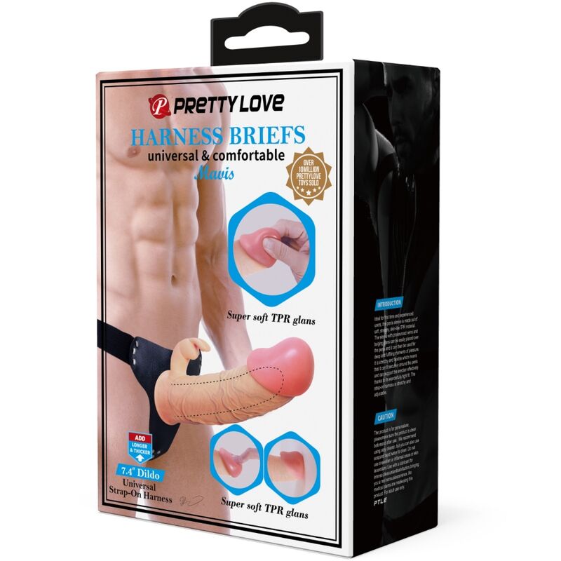 PRETTY LOVE - MAVIS HARNESS UNIVERSAL SLIP WITH DILDO 19 CM NATURAL