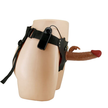 PRETTY LOVE - MARION HARNESS UNIVERSAL SLIP WITH VIBRATING DILDO 19 CM BROWN