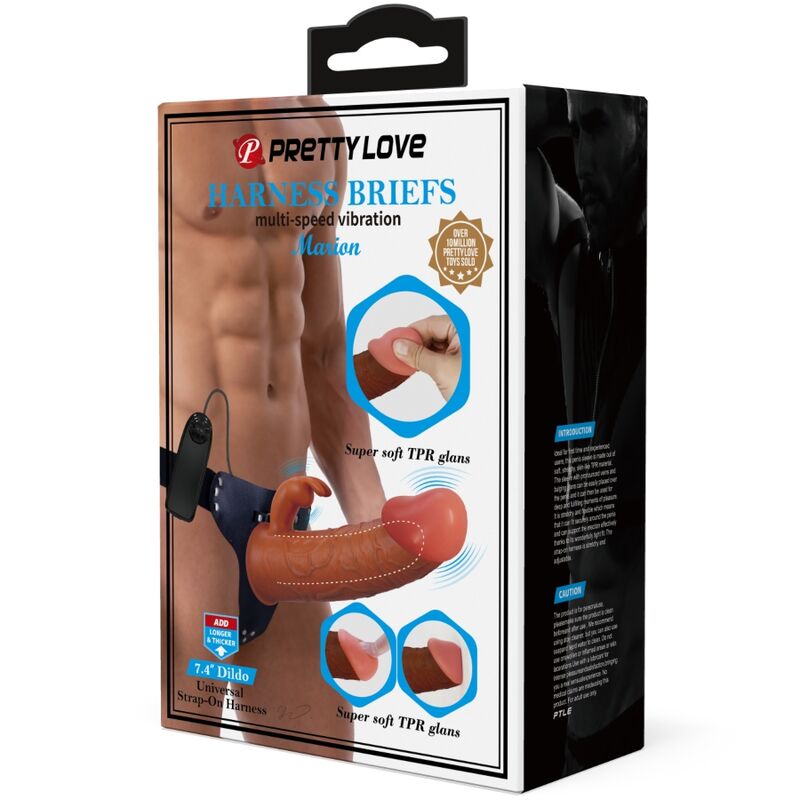 PRETTY LOVE - MARION HARNESS SLIP UNIVERSALE CON DILDO VIBRANTE 19 CM MARRONE - PRETTY LOVE | Lingerie Harness Boutique