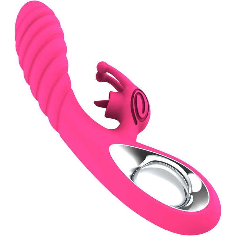 ARMONY - VIBRATORE VICKY RABBIT CON LINGUETTA TIRANTE FUCSIA - ARMONY VIBRATORS | Lingerie Harness Boutique